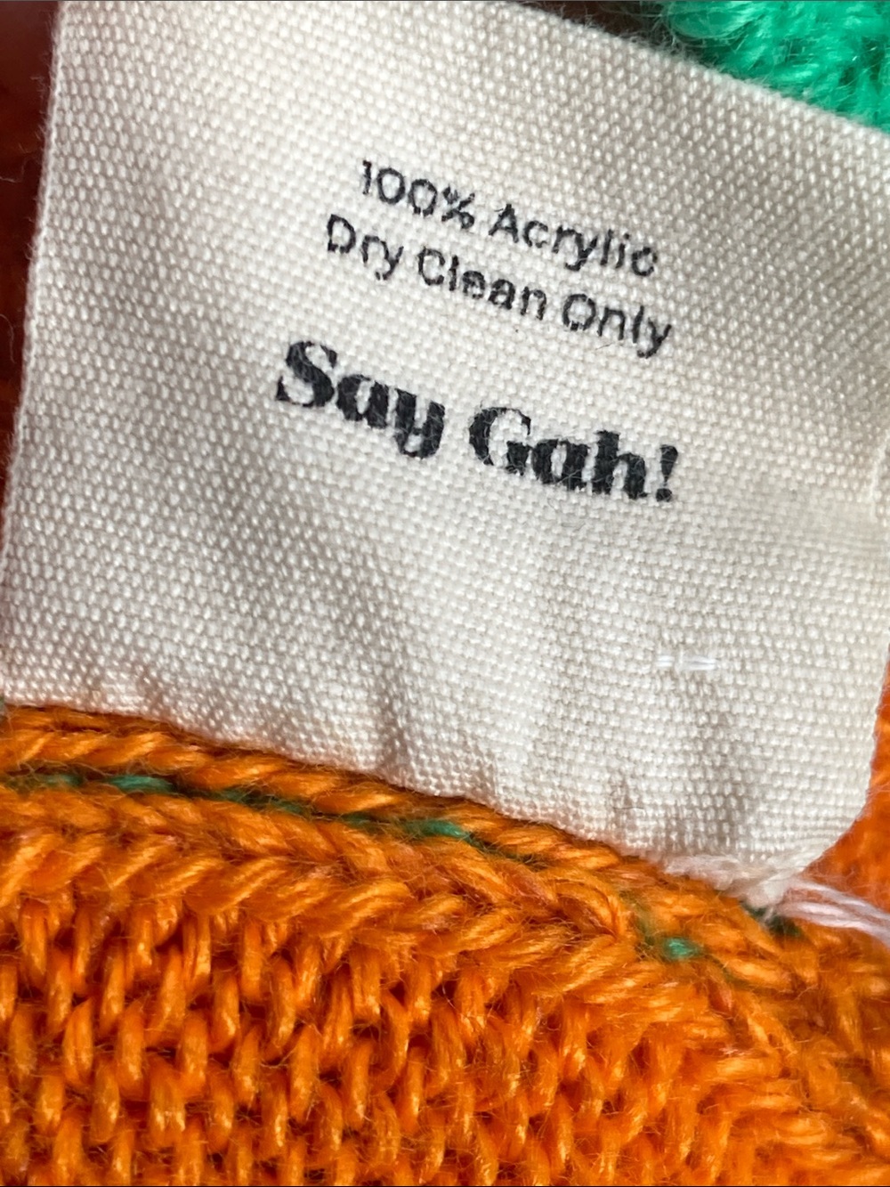 Lisa Says Gah orange & green cable knit sweater vest M/L - Picture 9 of 9